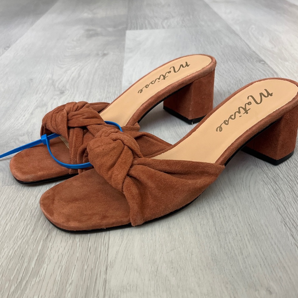 MATISSE VINCE BROWN SUEDE LEATHER SLIDE BLOCK HEEL WOMENS 8